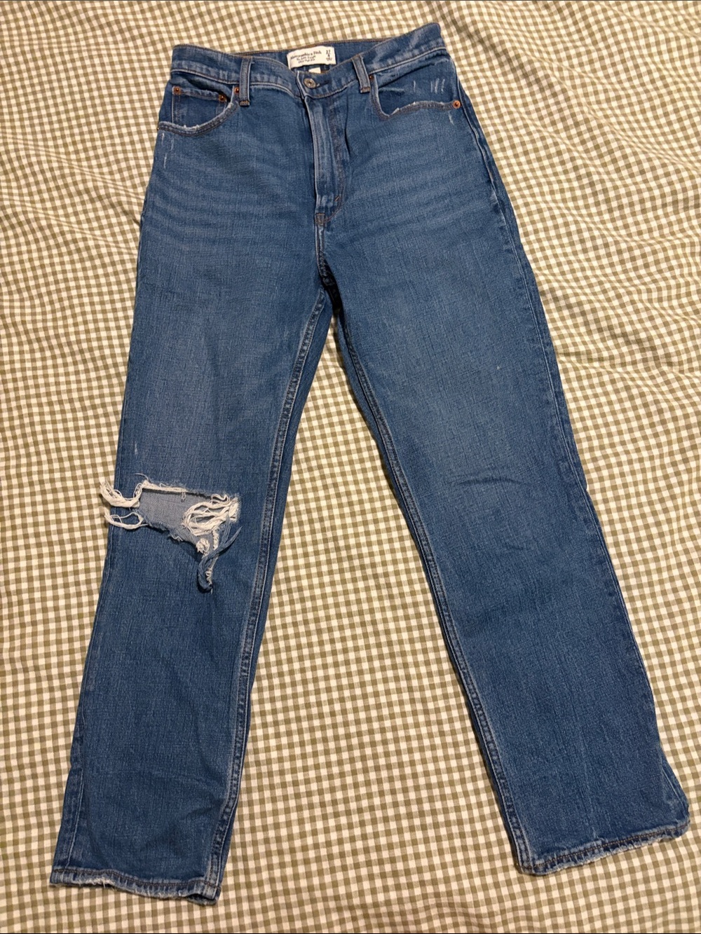 The Ankle Straight Ultra High Rise Women's Jeans in Medium Blue